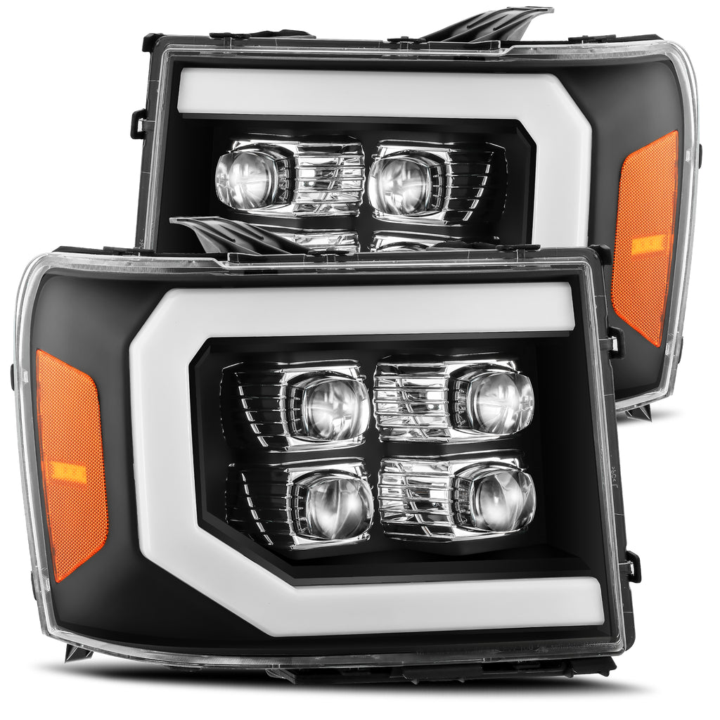 07-13-Gmc-1500Hd-Nova-Led-Proj-Headlights-Plank-Style-Chrome-WActiv-LightSeq-SignalDrl