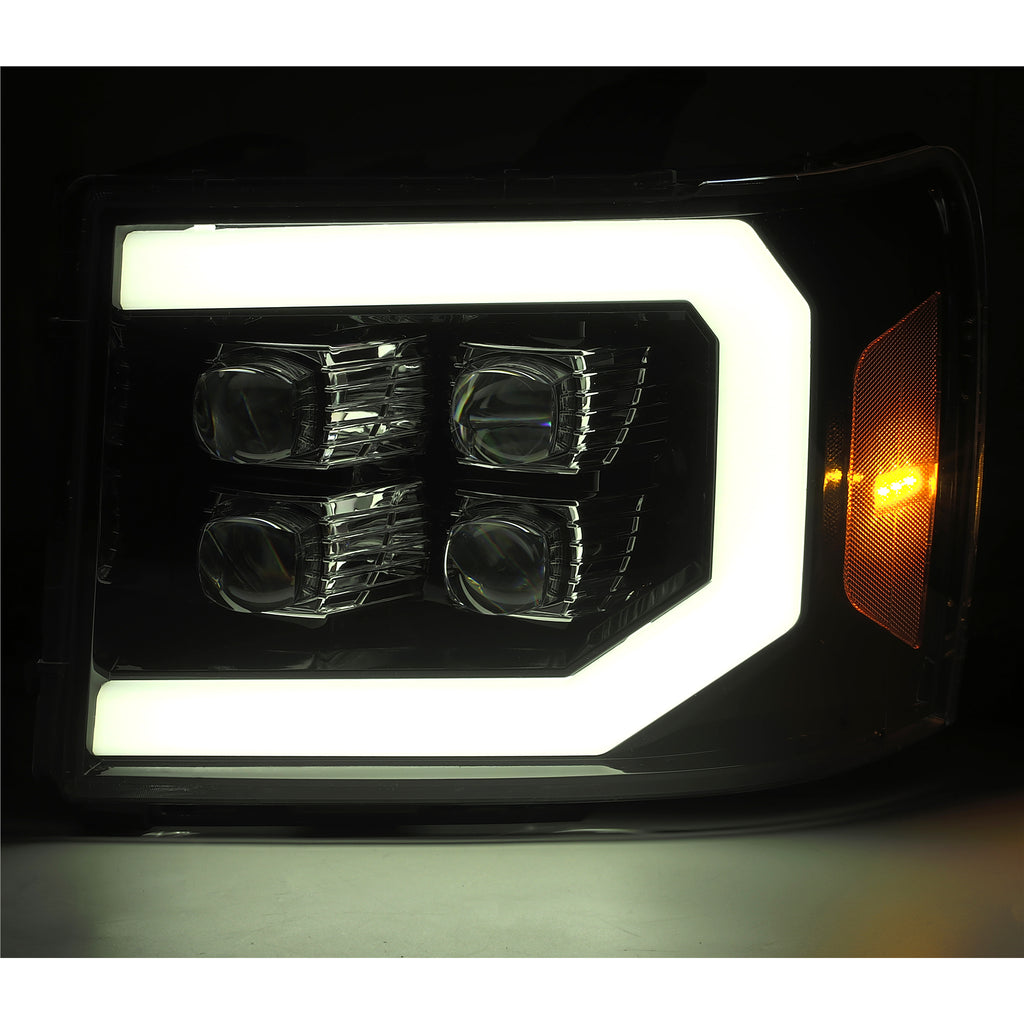 07-13-Gmc-1500Hd-Nova-Led-Proj-Headlights-Plank-Style-Chrome-WActiv-LightSeq-SignalDrl