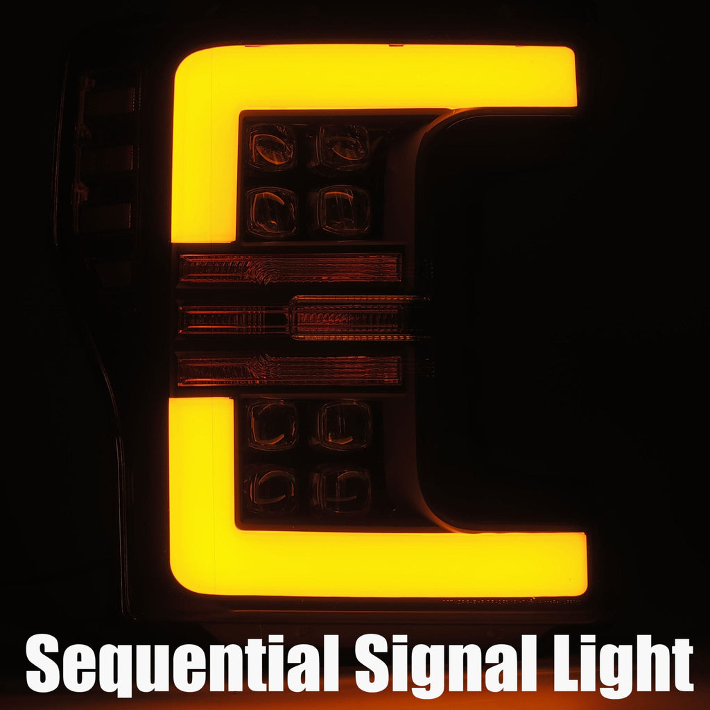 17-19-Ford-F-250-Sd-Nova-Led-Proj-Headlights-Plank-Style-Chrome-WActiv-LightSeq-Signal