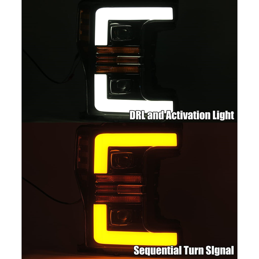 17-19-Ford-F-250-Sd-Pro-Series-Proj-Headlight-Plnk-Style-Matte-Blk-WActiv-LightSeq-Signal