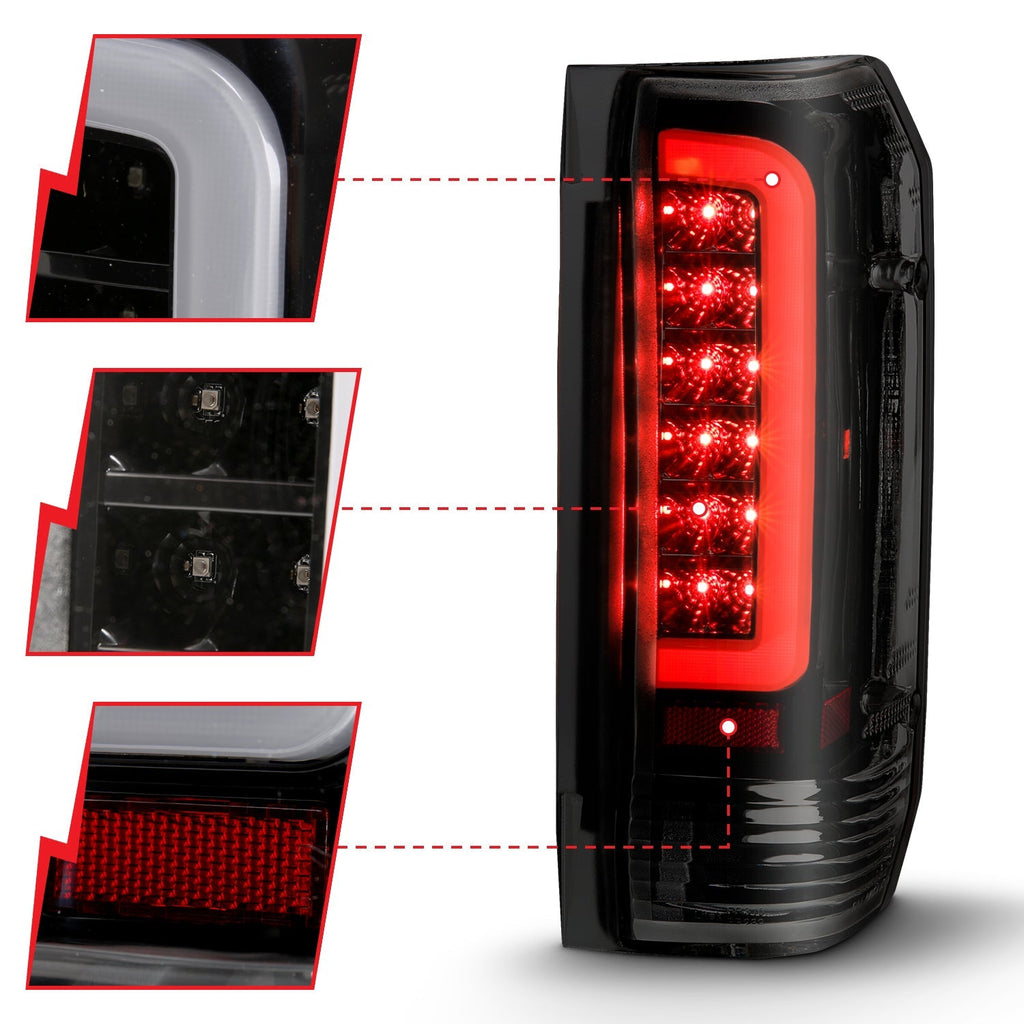 8796 F150/F250/F350/F450/8896 Bronco Led Tail Lights Black Housing Smoke Lens