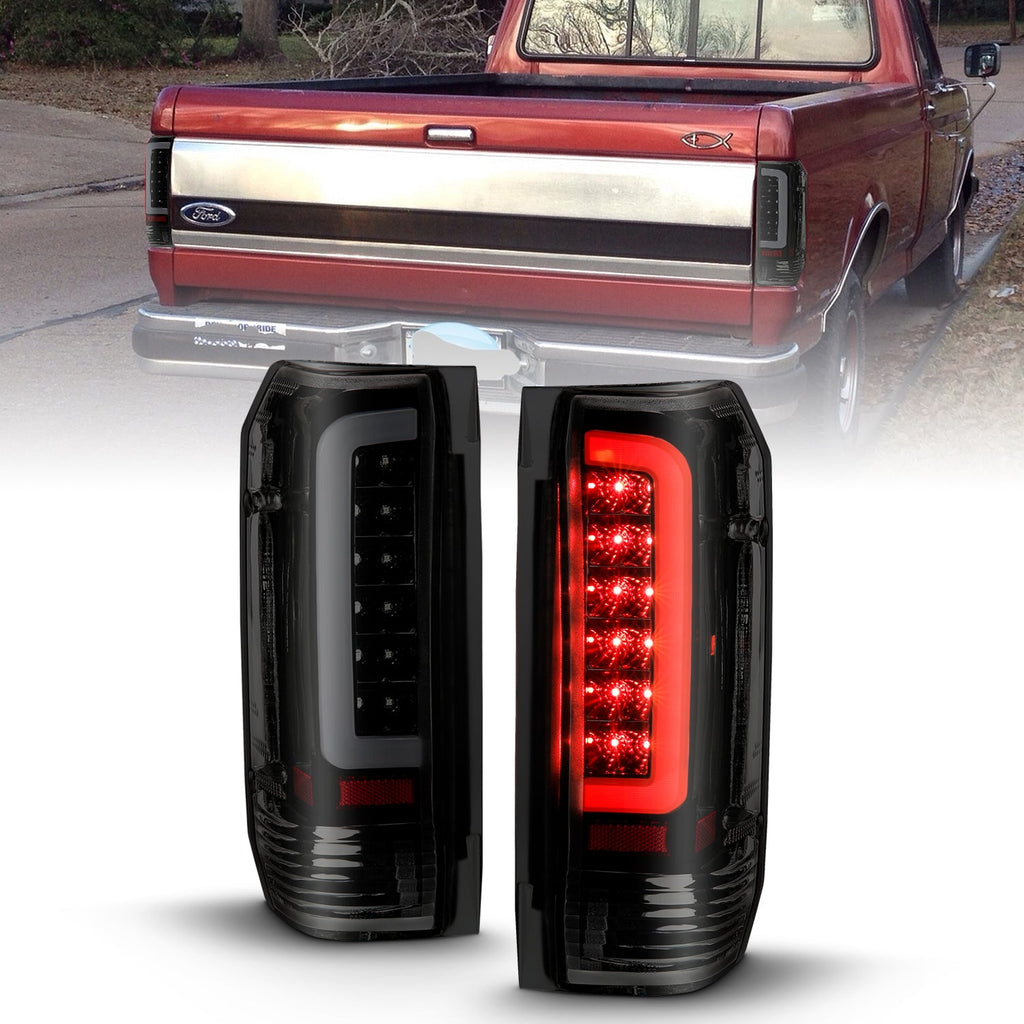 8796 F150/F250/F350/F450/8896 Bronco Led Tail Lights Black Housing Smoke Lens