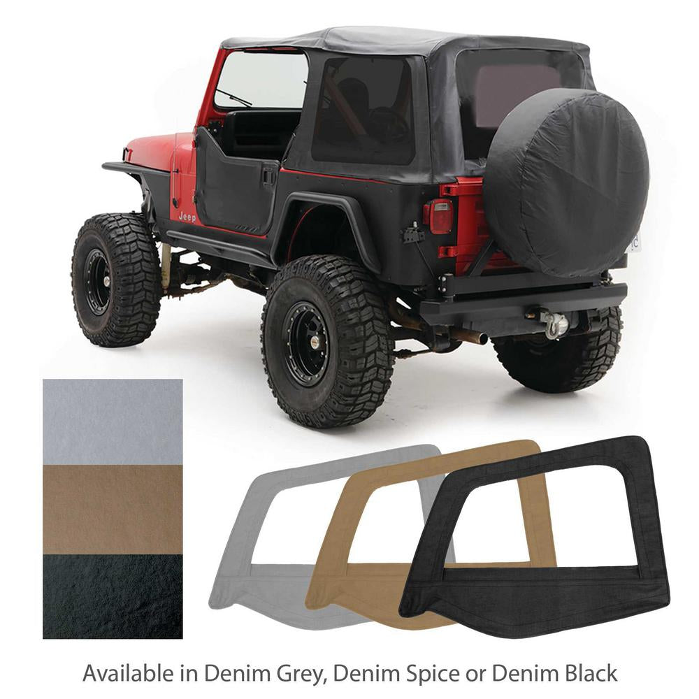 8895-Wrangler-Yj-Replacement-Soft-Top-WTinted-Windows-And-Upper-Doorskins;-Black-Denim