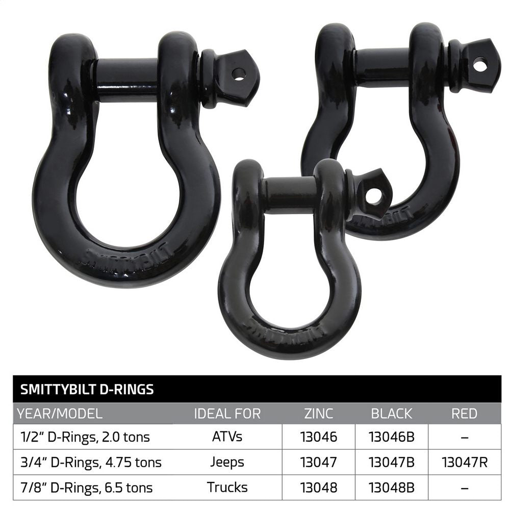 D-Ring - 1/2" - 2 Ton Rating - Black