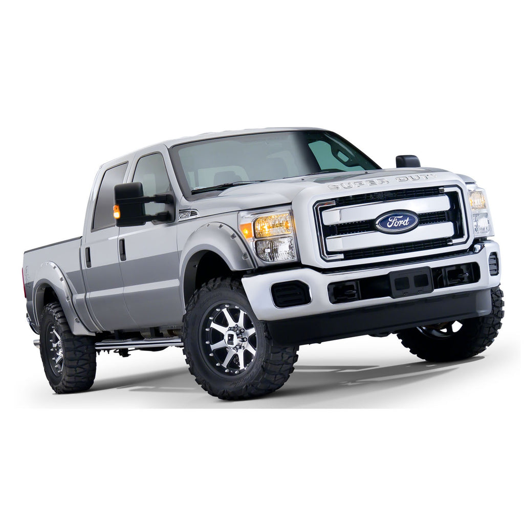 Fender-Flares-2008-Ford-Super-Duty-F-250350450;-Pocket-Style-Fender-Flares;-2-14-Tire-Coverage;-Black-Finish