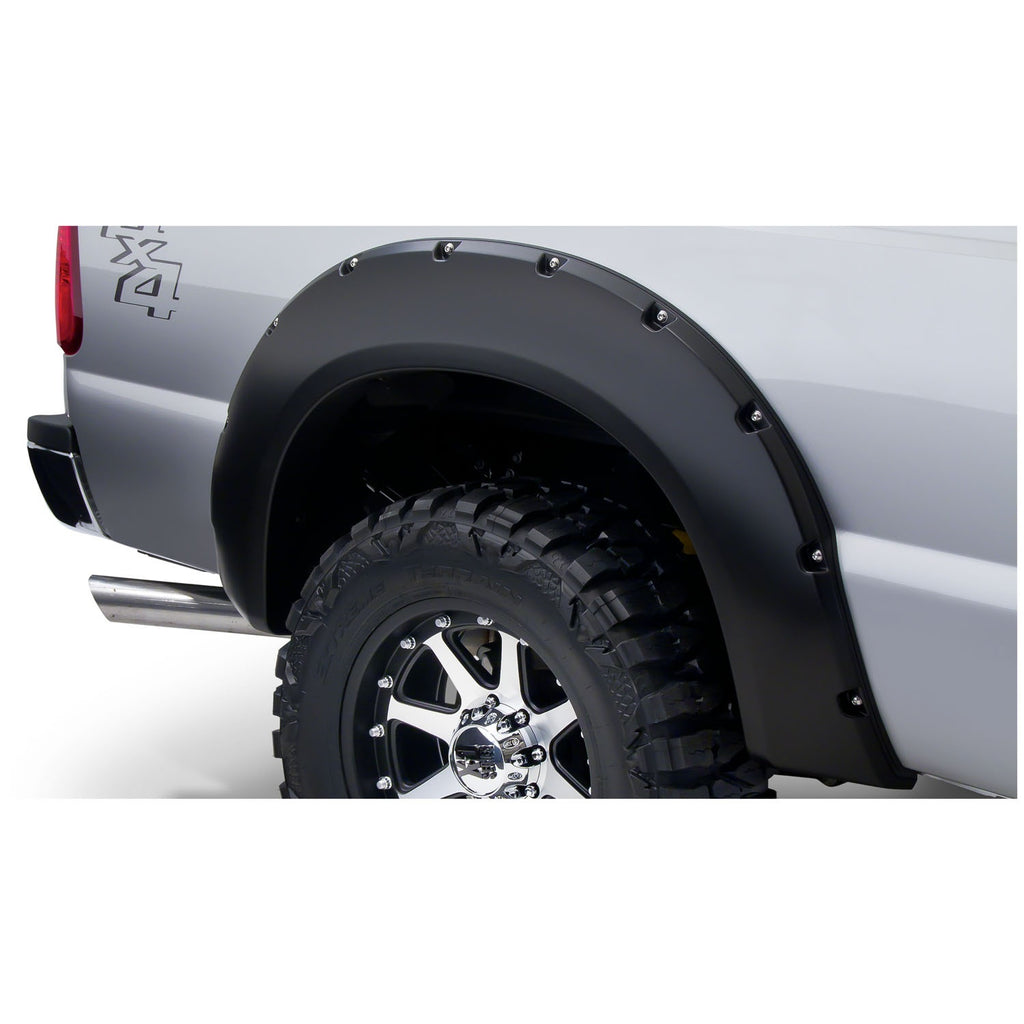 Fender-Flares-2008-Ford-Super-Duty-F-250350450;-Pocket-Style-Fender-Flares;-2-14-Tire-Coverage;-Black-Finish