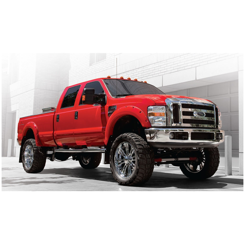 Fender-Flares-2008-Ford-Super-Duty-F-250350450;-Pocket-Style-Fender-Flares;-2-14-Tire-Coverage;-Black-Finish
