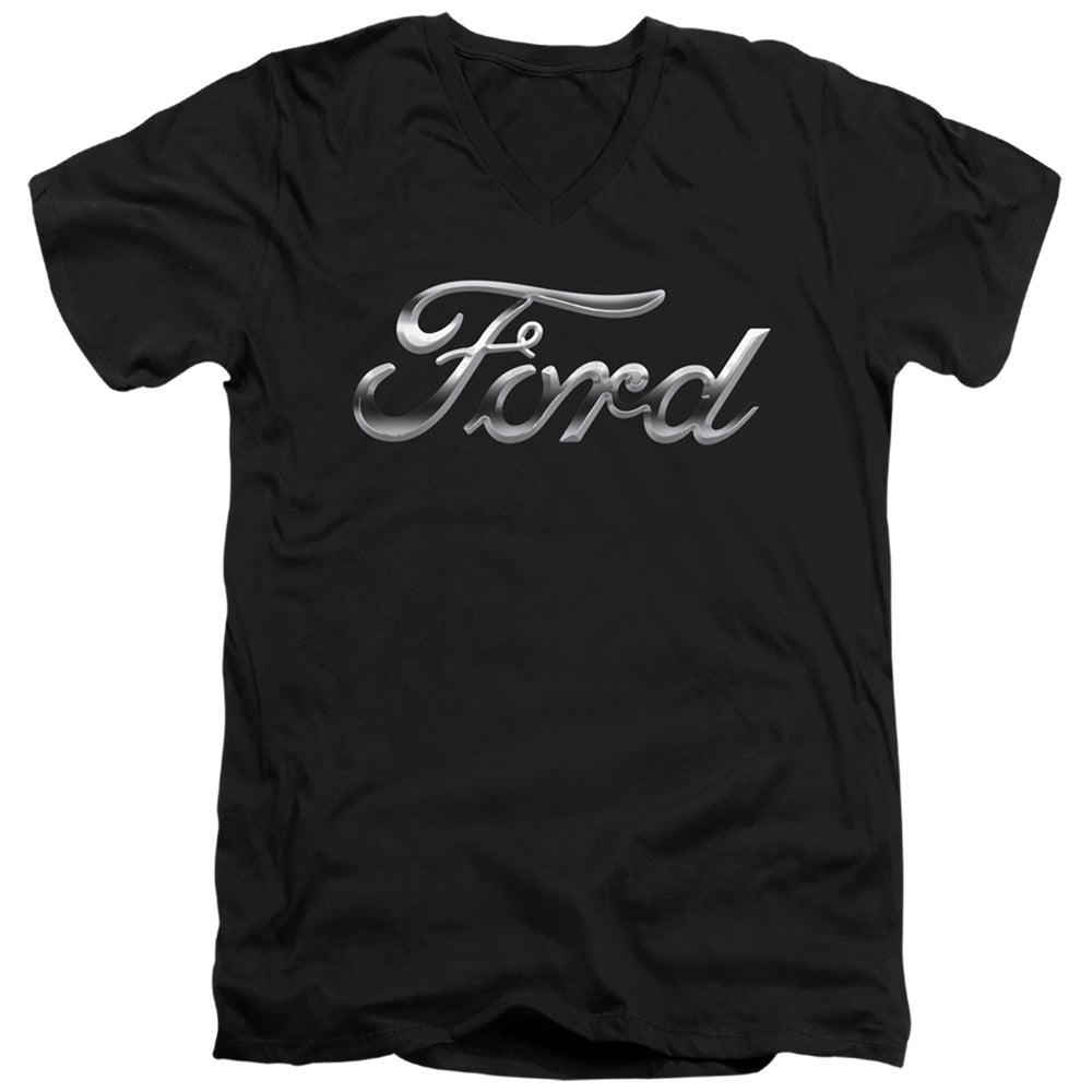 Ford Chrome Ford Script Logo Short-Sleeve V-Neck T-Shirt-Harner Offroad