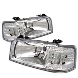 Ford F150 92-96/Ford Bronco 92-96 1Pc Led ( Leds)Crystal Headlights Chrm Hd-Yd-Fb92-1Pc-C