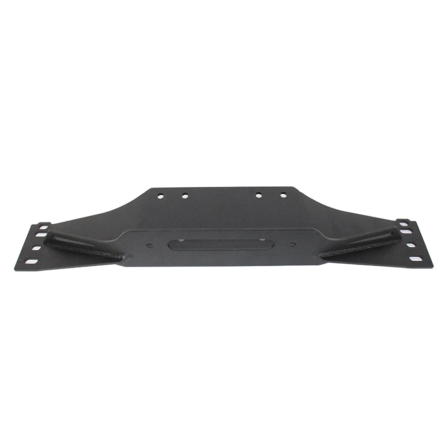 Jeep-Tj-Winch-Plate-Steel-97-06-Wrangler-Tj-Black-Textured-Powdercoat-Piranha-Series-Fishbone-Offroad