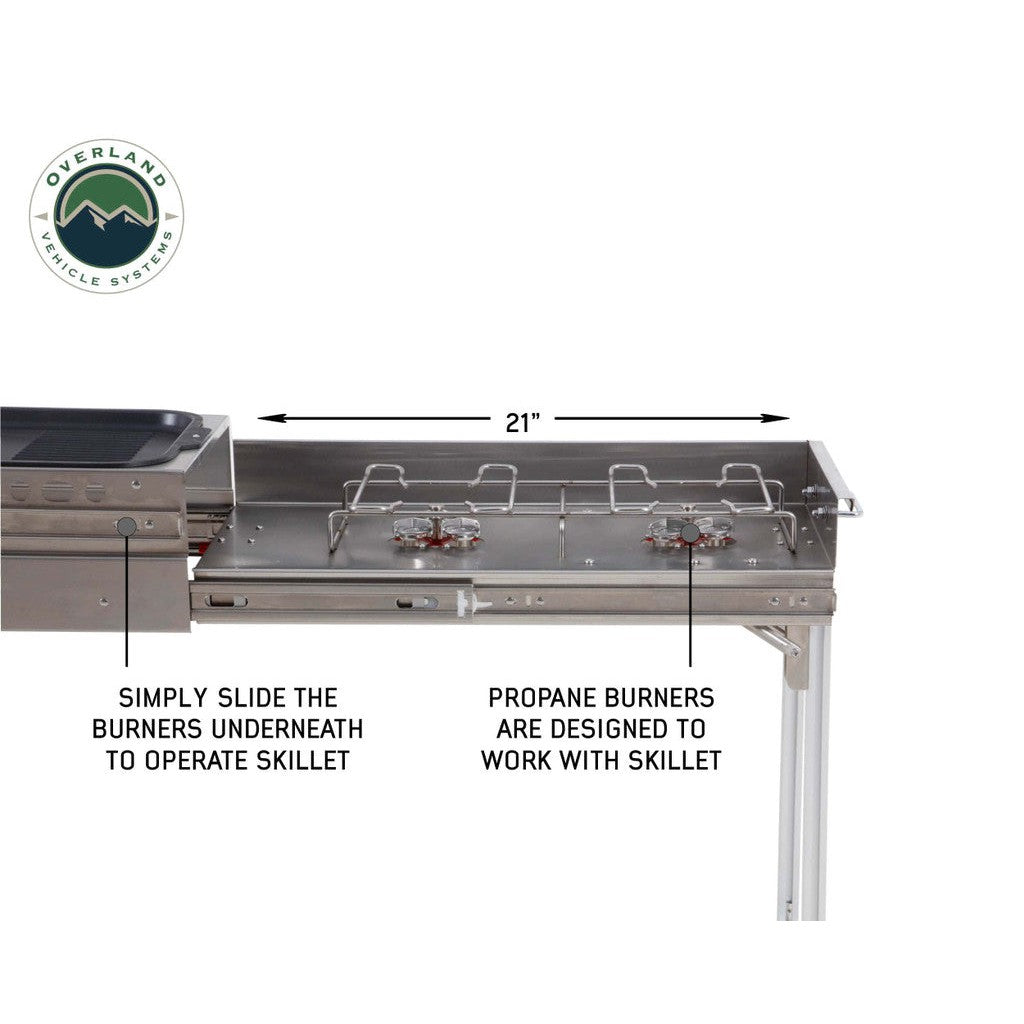 Komodo Camp Kitchen - Dual Grill, Skillet, Folding Shelves, and Rocket Tower - Stainless Steel