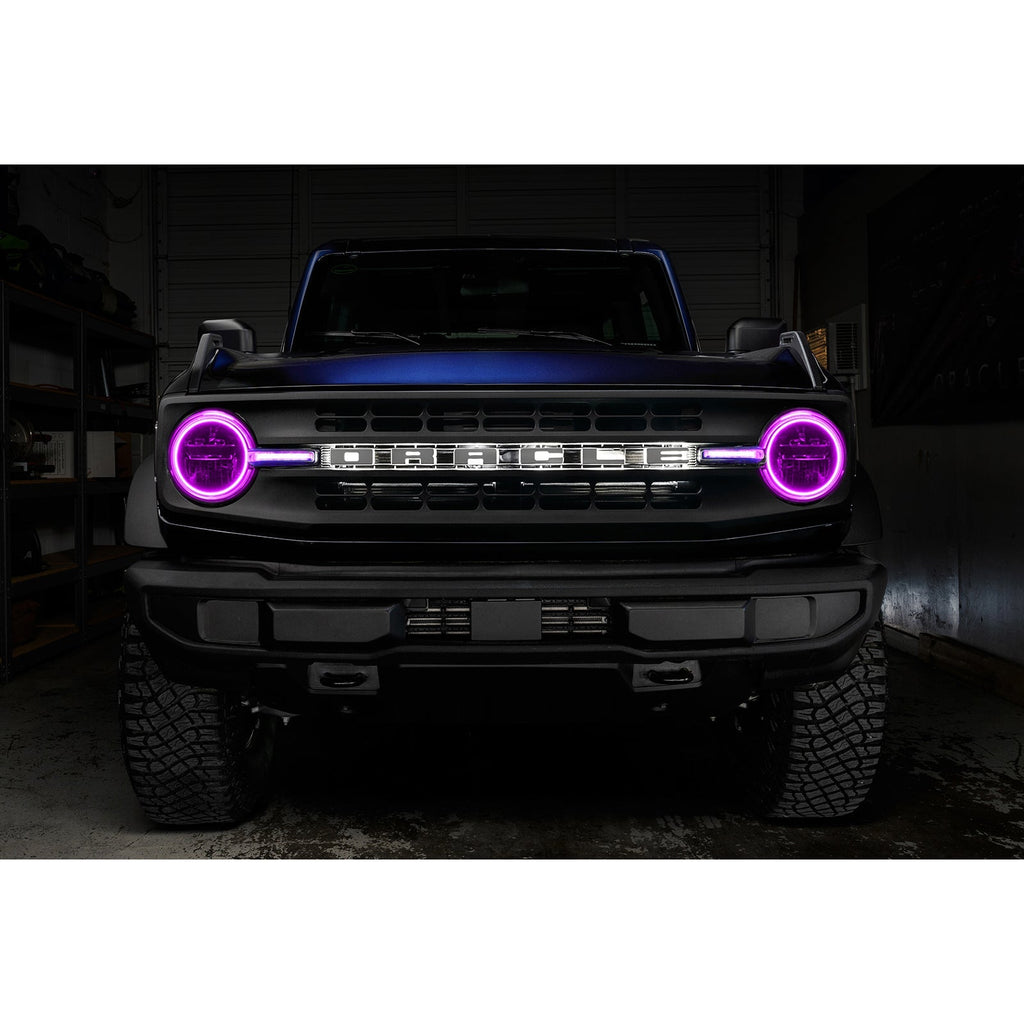 Oracle 21-22 Ford Bronco Headlight Halo Kit W/Drl Bar - Base Headlights Colorshift -W/No Controller