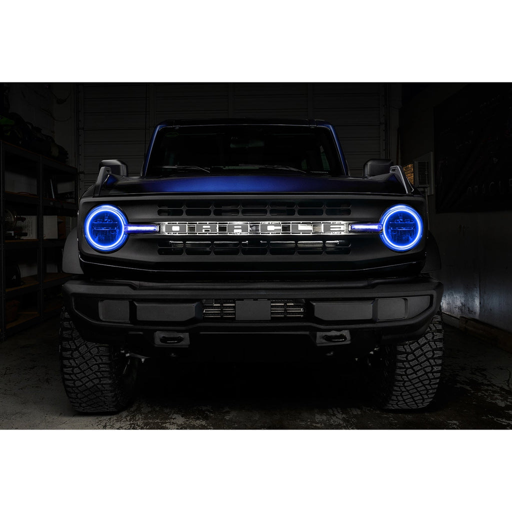 Oracle 21-22 Ford Bronco Headlight Halo Kit W/Drl Bar - Base Headlights Colorshift -W/No Controller