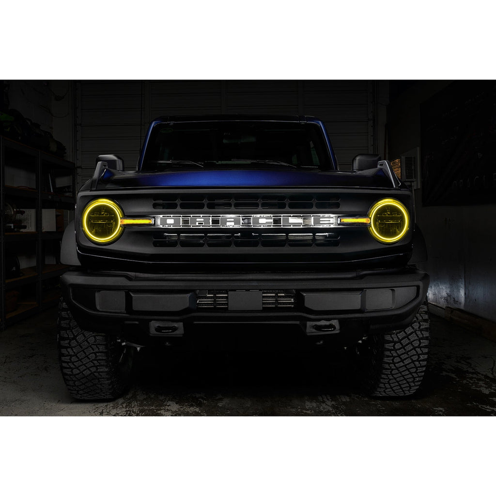 Oracle 21-22 Ford Bronco Headlight Halo Kit W/Drl Bar - Base Headlights Colorshift -W/No Controller