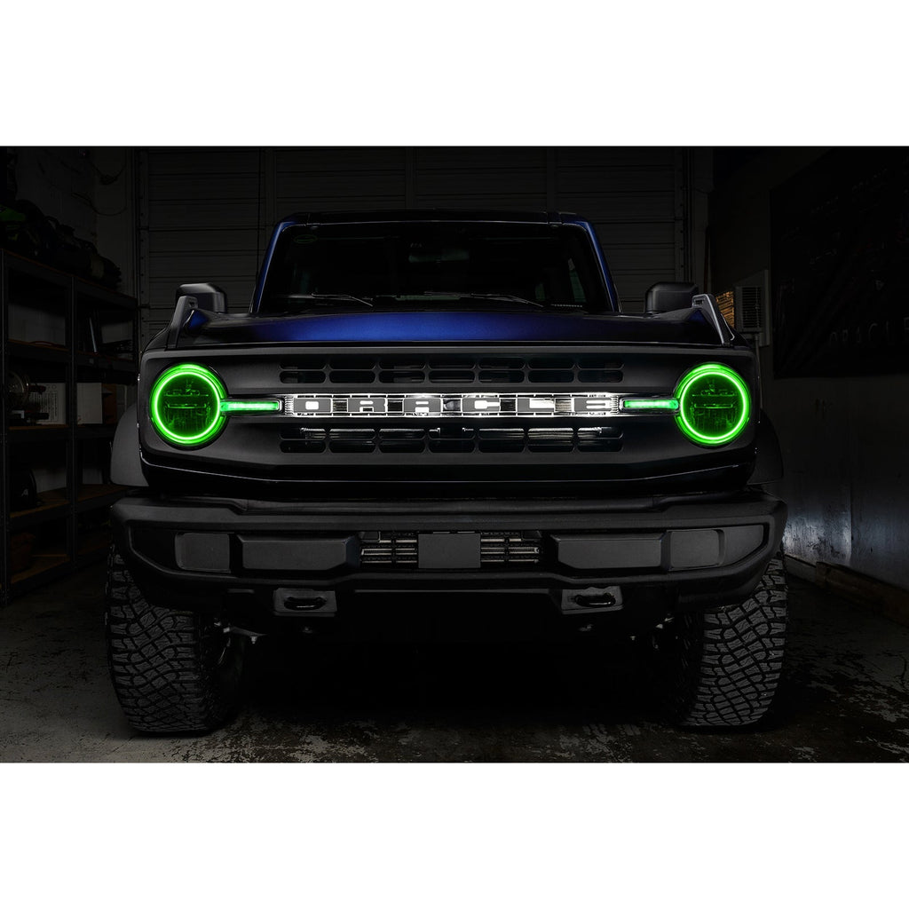 Oracle 21-22 Ford Bronco Headlight Halo Kit W/Drl Bar - Base Headlights Colorshift -W/No Controller