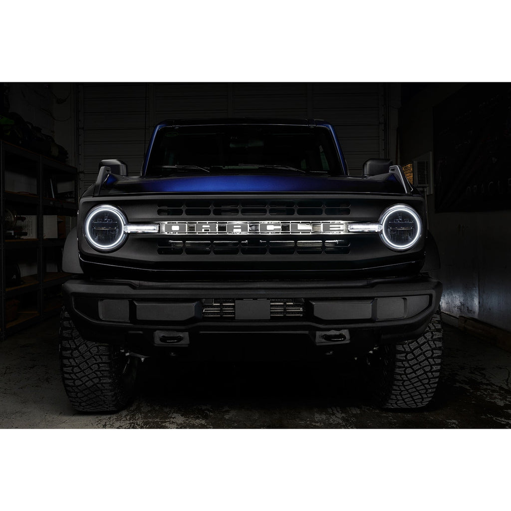 Oracle 21-22 Ford Bronco Headlight Halo Kit W/Drl Bar - Base Headlights Colorshift -W/Rf Controller
