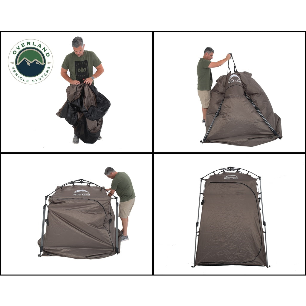 Portable Shower And Privacy Room Retractable Floor, Amenity Pouches 5X7' Quick Set Up