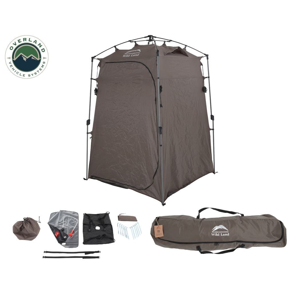 Portable Shower And Privacy Room Retractable Floor, Amenity Pouches 5X7' Quick Set Up